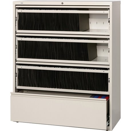 Lorell Fortress Lateral File with Roll-Out Shelf - 42" x 18.6" x 52.5" - 4 x Drawer(s) for File - Legal, A4, Letter - Heavy Duty