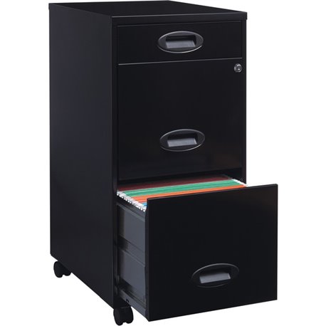 NuSparc File Cabinet - 14.2" x 18" x 29.5" - 3 x Drawer(s) for Pencil, File - Letter - Vertical - Mobility, Glide Suspension, Dr