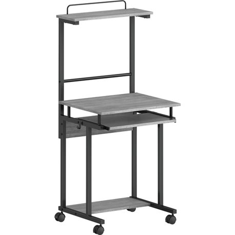 NuSparc Mobile Computer Workstation w/Keybrd Tray - For - Table TopWeathered Charcoal Laminate, Black Top - 110 lb Capacity x 23