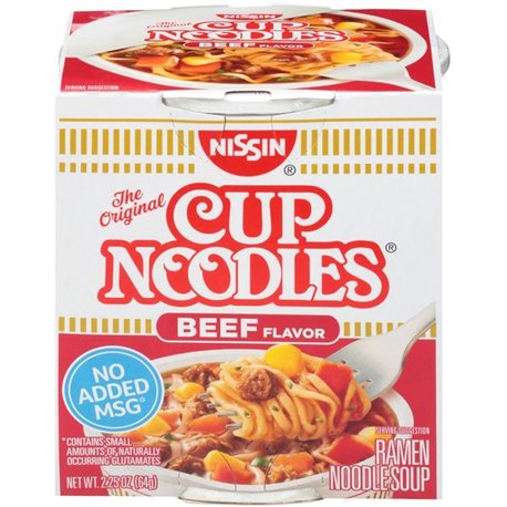 NISSIN FOODS Top Ramen Beef Flavor Cup Noodles - Beef - 2.25 oz - 12 / Carton