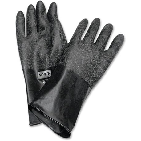 NORTH 14" Unsupported Butyl Gloves - Chemical Protection - 10 Size Number - Black - Water Resistant, Durable, Chemical Resistant