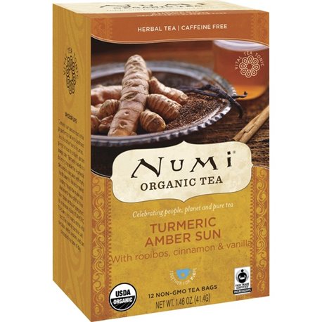 Numi Organic Turmeric Golden Tonic Amber Sun Herbal Tea Bag - 1.5 oz - 12 / Box