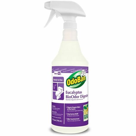 OdoBan Eucalyptus BioOdor Digester Spray - Ready-To-Use - 32 fl oz (1 quart) - Lavender Scent - 12 / Carton - Antibacterial - Pu