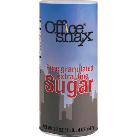 Office Snax Granulated Sugar Canister - Canister - 20 oz (567 g) - Granulated Sugar - 24/Carton