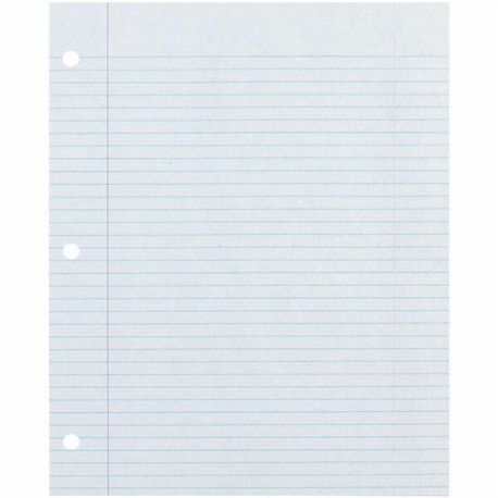 Decorol Recycled Filler Paper - 500 Sheets - Printed - College Ruled - Red Margin - 3 Hole(s) - Letter 8.5" x 11" - White Paper 