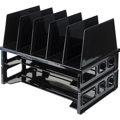 Officemate Sorter with 2 Letter Trays - 5 Compartment(s) - 10.3" Height x 13.5" Width x 9.1" Depth, Desktop - Stackable - Black 