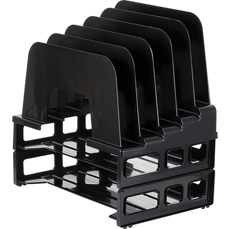 Officemate Incline Sorter with 2 Letter Trays - 5 Compartment(s) - 14" Height x 9.1" Width x 13.5" DepthDesktop - Stackable - Bl