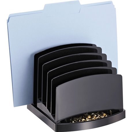 Officemate 2200 Series Incline Sorter - 6 Compartment(s) - 6.4" Height x 7.5" Width x 7.5" Depth, Desktop - Black - Plastic - 1 