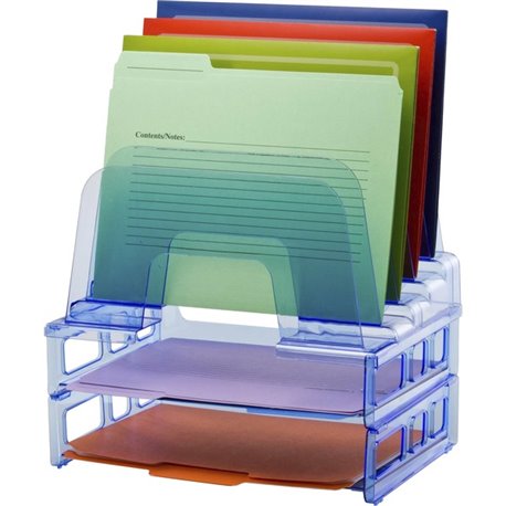 Officemate Blue Glacier Large Incline Sorter w/ 2 Letter Trays - 5 Compartment(s) - 14.3" Height x 13.4" Width x 9" Depth - Comp