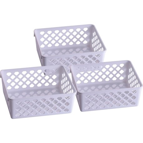 Officemate Achieva Medium Supply Basket, 3/PK - 2.4" Height x 6.1" Width x 5" Depth - Compact, Stackable, Storage Space - White 