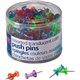 Officemate Translucent Push Pins - 0.5" Length x 0.3" Diameter - 200 / Pack - Assorted - Steel