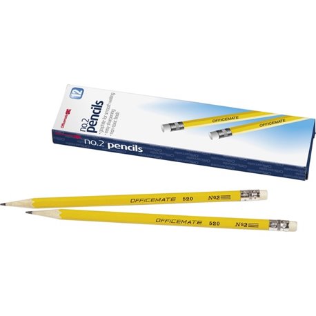 Officemate No. 2 Wood Pencils - 2 Lead - Yellow Wood Barrel - 1 Dozen