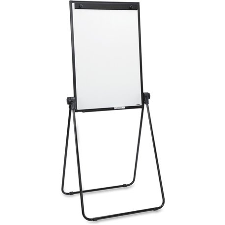 Lorell 2-sided Dry-Erase Easel with Flip-Chart Clip - 36" (3 ft) Width x 24" (2 ft) Height - Melamine Surface - Black Steel Fram