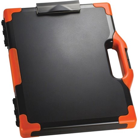 Officemate Carry-All Clipboard Storage Box - Storage for Tablet, Notebook - 8 1/2" , 8 1/2" x 11" , 14" - Black, Orange - 1 Each