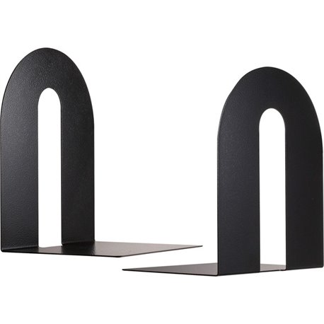 Officemate Heavy-Duty Bookends - 10" Height, Desktop - Non-skid Base, Chip Resistant, Non-slip, Scratch Resistant - Enamel - Bla