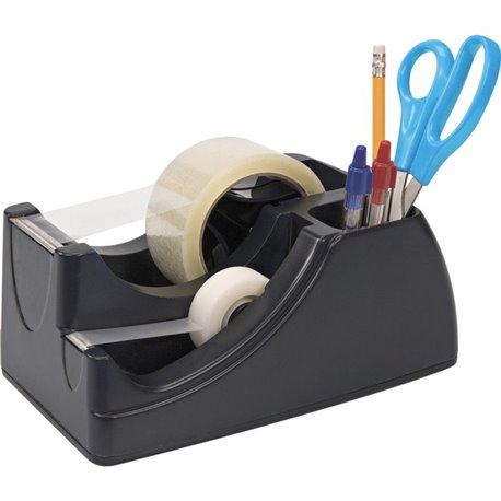 Officemate Heavy-Duty 2-in-1 Tape Dispenser, Recycled - Holds Total 2 Tape(s) - Black - 1 Each