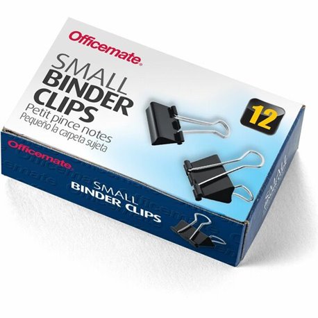 Officemate Binder Clips, Small - Small - 0.8" Width - 0.37" Size Capacity - 12 / Box - Black