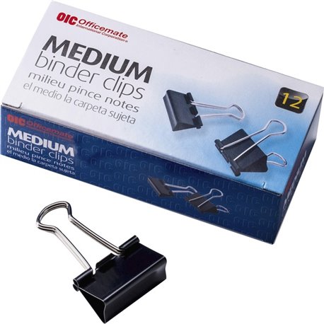 Officemate Binder Clips, Medium - Medium - 2.4" Width - 0.62" Size Capacity - for File - Corrosion Resistant, Durable - 12 / Box