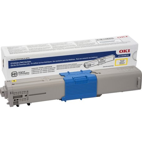 Oki Original LED Toner Cartridge - Yellow - 1 Each - 3000 Pages