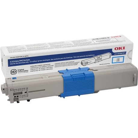 Oki Original LED Toner Cartridge - Cyan - 1 Each - 3000 Pages