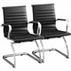 Lorell Modern Guest Chairs - Leather Seat - Leather Back - Mid Back - Cantilever Sled Base - Black - 2 / Carton
