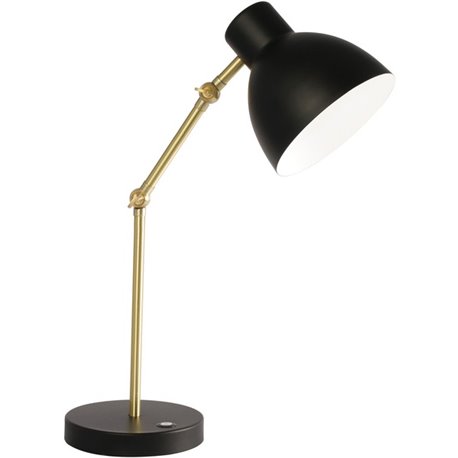 OttLite Adapt LED Desk Lamp - 22" Height - 4" Width - 14 W LED Bulb - Matte Black, Brushed Brass - Adjustable Brightness, Touch-