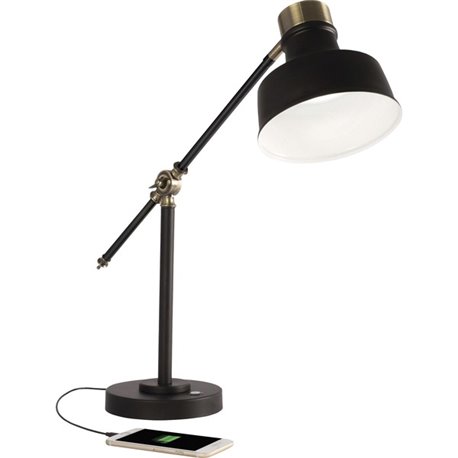 OttLite Balance LED Desk Lamp - 18" Height - 4" Width - LED Bulb - Black, Antique Brass - Adjustable Arm, Adjustable Shade, Ener