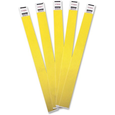 Advantus Tyvek Wristbands - 3/4" Width x 9 3/4" Length - Yellow - Tyvek - 100 / Pack