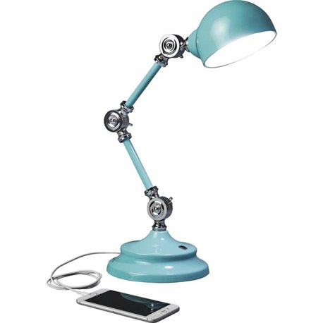 OttLite Revive LED Desk Lamp - Turquoise - 15.5" Height - 6" Width - LED Bulb - USB Charging, Adjustable Brightness, Touch-activ