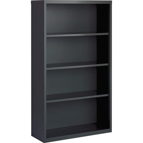 Lorell Fortress Series Bookcase - 34.5" x 13"60" - 4 Shelve(s) - Material: Steel - Finish: Charcoal, Powder Coated - Adjustable 