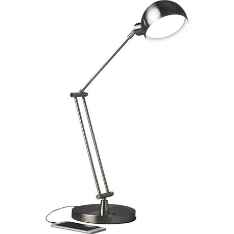 OttLite Wellness Series Refine LED Desk Lamp - 24" Height - LED Bulb - Brushed Nickel, Metal - USB Charging, Adjustable Brightne