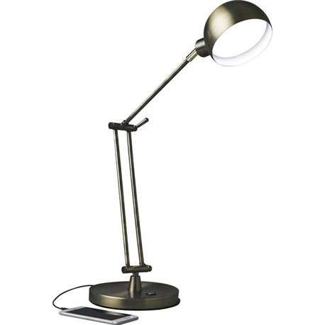 OttLite Wellness Series Refine LED Desk Lamp - 24" Height - 7" Width - LED Bulb - Antique Brass - USB Charging, Adjustable Brigh