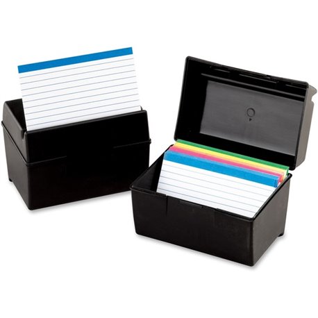 Oxford Plastic Index Card Boxes with Lids - External Dimensions: 8" Width x 5" Height - 400 x Card - Flip Top Closure - Plastic 