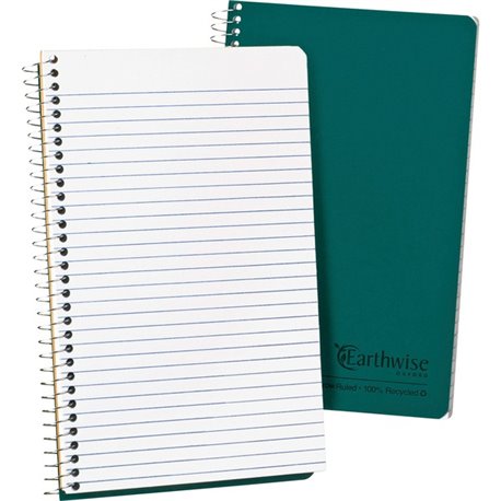 Ampad Oxford Narrow Rule Recycled Wirebound Notebook - 80 Sheets - Wire Bound - 5" x 8" - White Paper - GreenKraft Cover - Micro