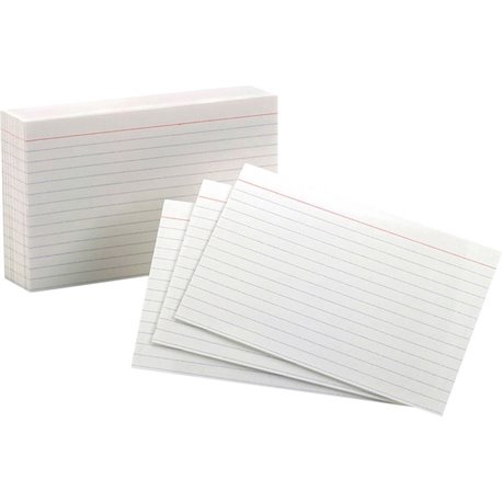 Oxford Ruled Index Cards - 4" x 6" - 85 lb Basis Weight - 100 / Pack - Sustainable Forestry Initiative (SFI) - White