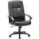 Lorell Chadwick Series Executive High-Back Chair - Black Leather Seat - Black Frame - 5-star Base - Black - 1 Each