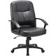 Lorell Chadwick Series Managerial Mid-Back Chair - Black Leather Seat - Black Frame - 5-star Base - Black - 1 Each
