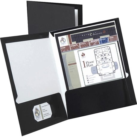 Oxford Letter Pocket Folder - 8 1/2" x 11" - 2 Pocket(s) - Black - 25 / Box