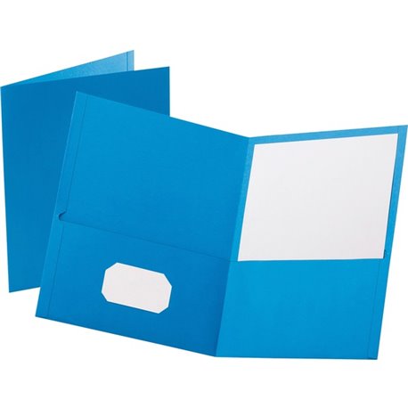 Oxford Letter Recycled Pocket Folder - 8 1/2" x 11" - 100 Sheet Capacity - 2 Internal Pocket(s) - Leatherette - Light Blue - 10%