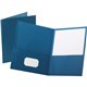 Oxford Letter Recycled Pocket Folder - 8 1/2" x 11" - 100 Sheet Capacity - 2 Internal Pocket(s) - Leatherette - Blue - 10% Recyc