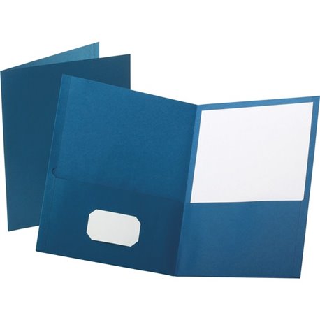 Oxford Letter Recycled Pocket Folder - 8 1/2" x 11" - 100 Sheet Capacity - 2 Internal Pocket(s) - Leatherette - Blue - 10% Recyc