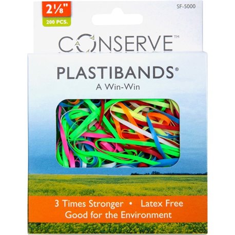 Conserve Plastibands - 2.1" Length - Latex-free - 200 / Box - Polyurethane - Assorted