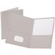 Oxford Letter Recycled Pocket Folder - 8 1/2" x 11" - 100 Sheet Capacity - 2 Internal Pocket(s) - Leatherette - Gray - 10% Recyc