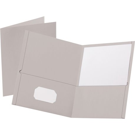 Oxford Letter Recycled Pocket Folder - 8 1/2" x 11" - 100 Sheet Capacity - 2 Internal Pocket(s) - Leatherette - Gray - 10% Recyc