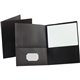 Oxford Letter Recycled Pocket Folder - 8 1/2" x 11" - 100 Sheet Capacity - 2 Internal Pocket(s) - Leatherette - Black - 10% Recy