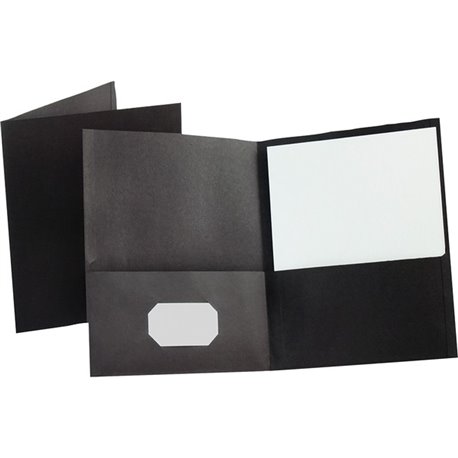 Oxford Letter Recycled Pocket Folder - 8 1/2" x 11" - 100 Sheet Capacity - 2 Internal Pocket(s) - Leatherette - Black - 10% Recy