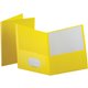 Oxford Letter Recycled Pocket Folder - 8 1/2" x 11" - 100 Sheet Capacity - 2 Internal Pocket(s) - Leatherette - Yellow - 10% Rec