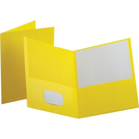 Oxford Letter Recycled Pocket Folder - 8 1/2" x 11" - 100 Sheet Capacity - 2 Internal Pocket(s) - Leatherette - Yellow - 10% Rec