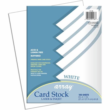 Pacon Cardstock Sheets - White - Letter - 8 1/2" x 11" - 65 lb Basis Weight - 100 / Pack - Sustainable Forestry Initiative (SFI)