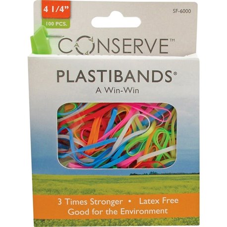 Conserve Plastibands - 4.3" Length - Latex-free - 100 / Box - Polyurethane - Assorted